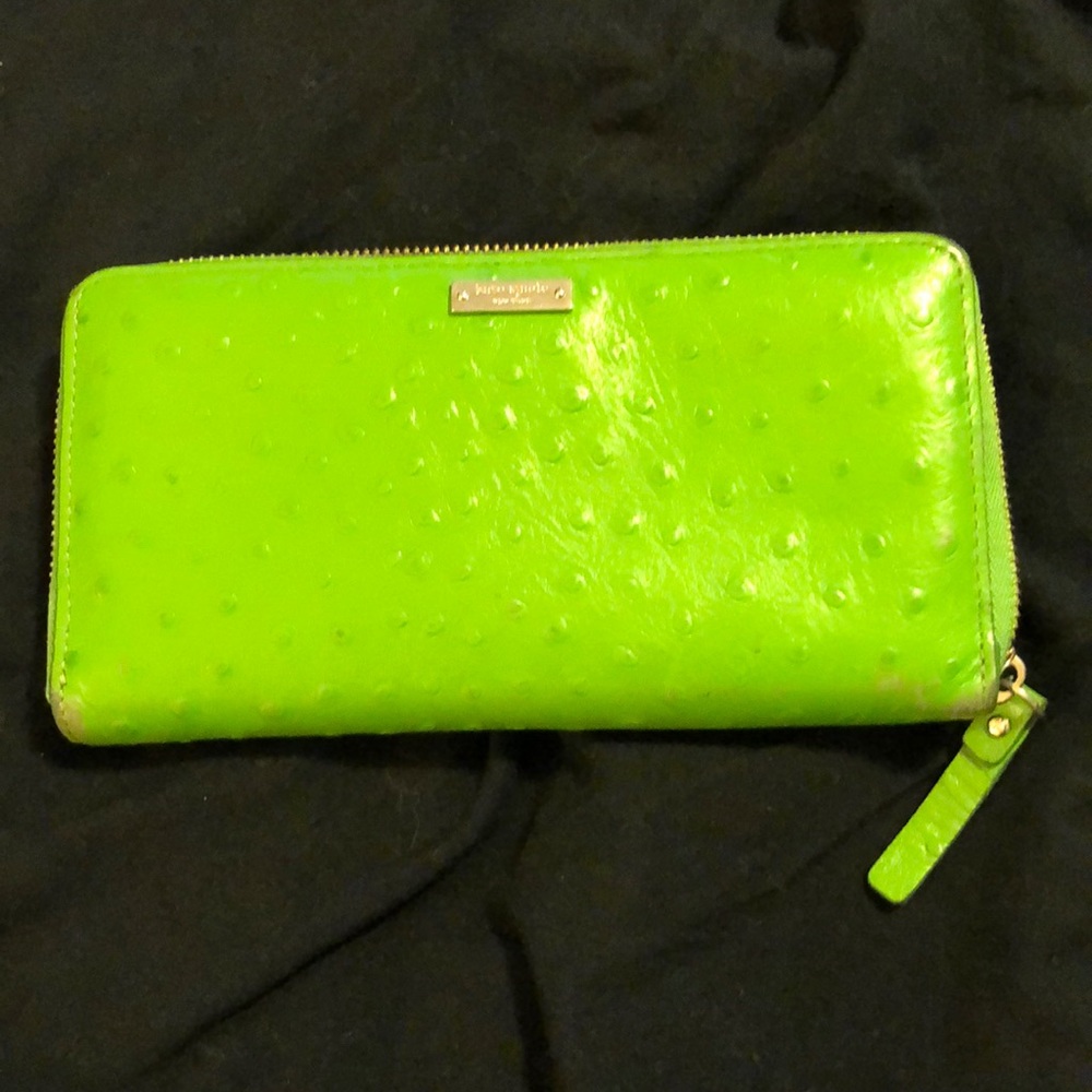 Green Ostrich Leather Kate Spade wallet